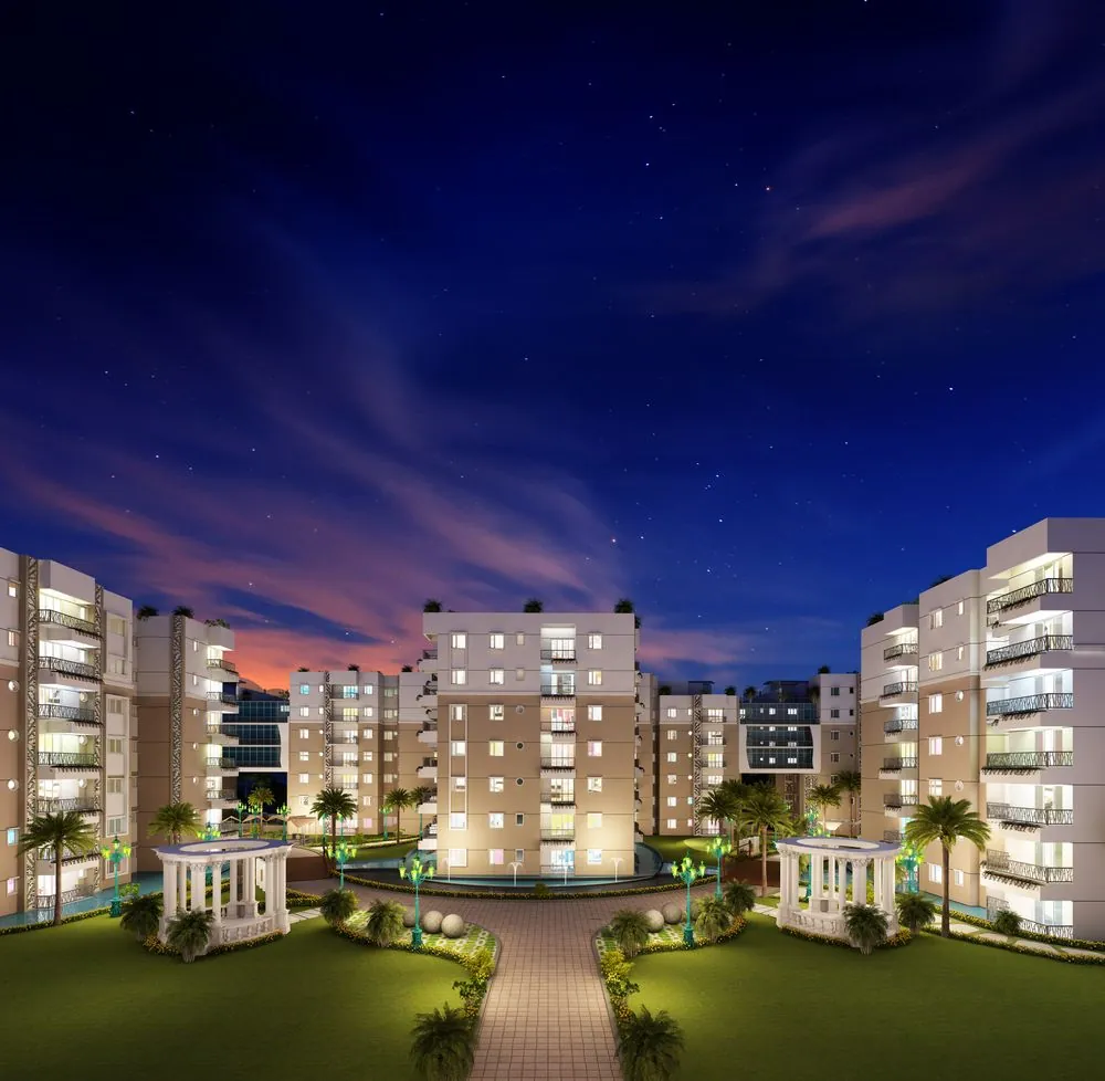 Venezian Palm Riviera island night view